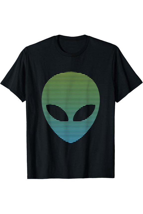 UFO Striped Retro Alien T-Shirt