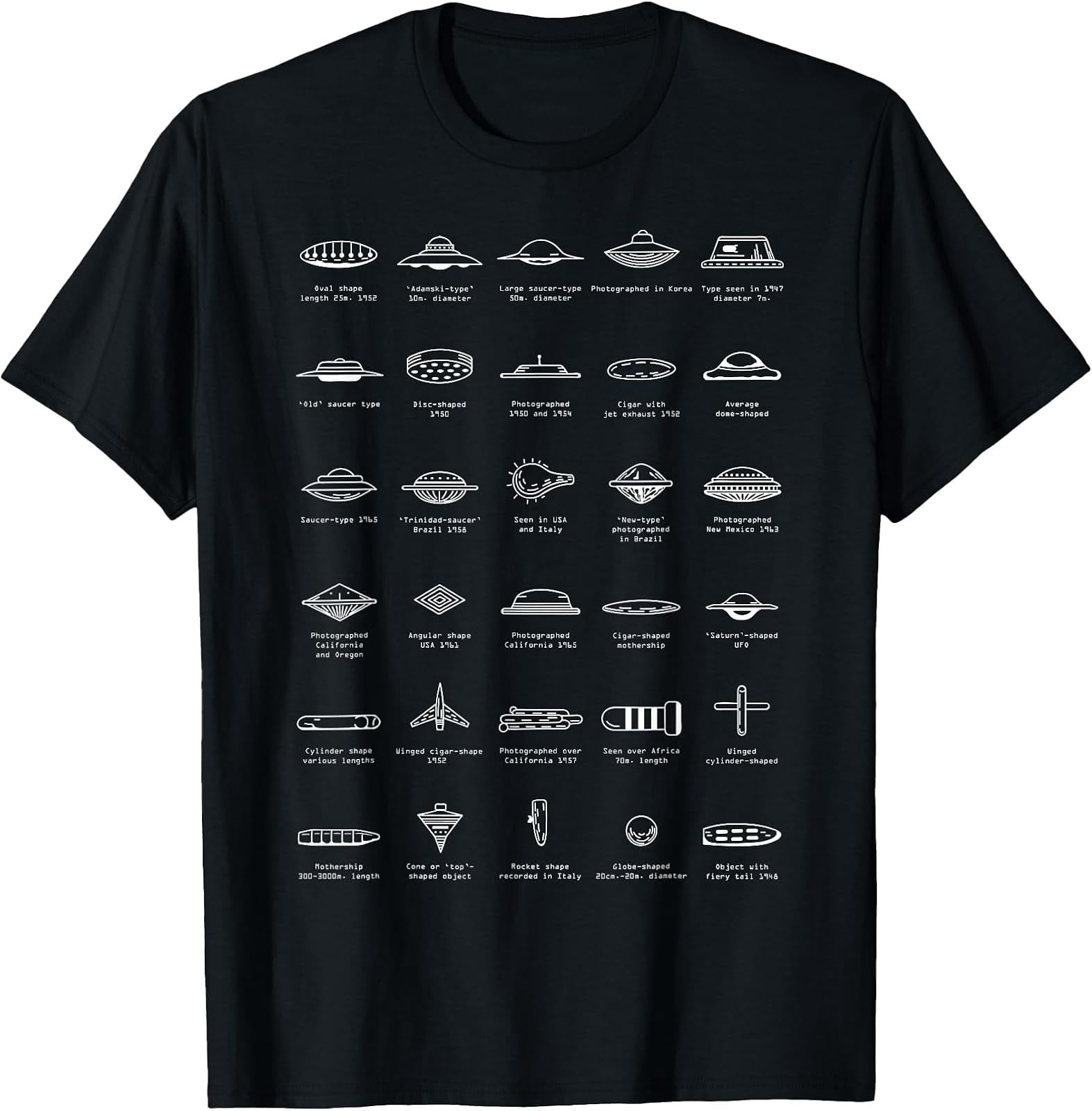 UFO Types Flying Saucer Model Alien Space Gift T-Shirt - Walmart.com
