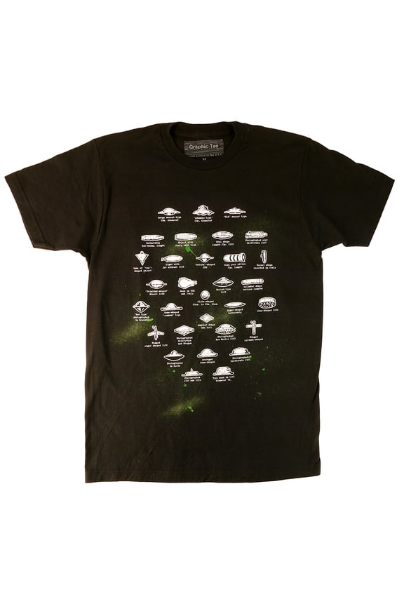 UFO chart T-Shirt with airbrush background, Screen Printed, Nevada, Alien, UFO