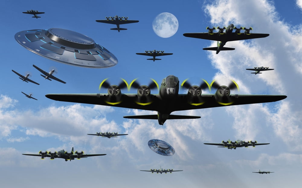 UFO sightings by aircrews during World War II Canvas Art - Mark StevensonStocktrek Images (18 x 12)