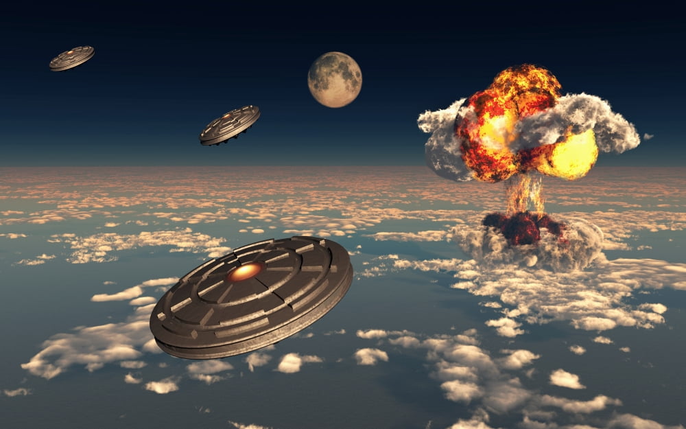 UFO sightings increased since the exploding of the first atomic bomb Canvas Art - Mark StevensonStocktrek Images (36 x 23)