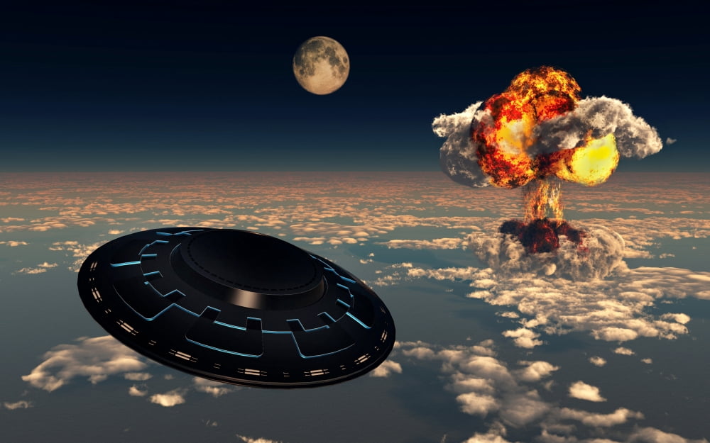 UFO sightings increased since the exploding of the first atomic bomb Canvas Art - Mark StevensonStocktrek Images (36 x 23)