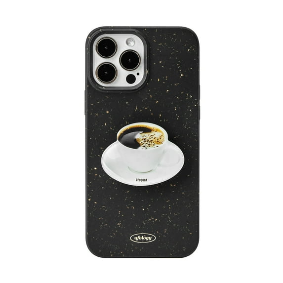 UFOLOGY 100% Biodegradable iPhone 13 Case, The Thin & Slim Eco-Friendly and Compostable iPhone 13 Case with Kickstand (2021), Natural Texture, Speckled, 6.1 Inches (Black)