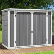 Uforic Outdoor Storage Shed,4.7x2.5ft All-Weather Waterproof with Hydraulic Struts, Triple Locks, Floor Locking for Garden Tools and Trash Cans