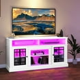 thumbnail image 1 of UFORIC Modern TV Stand for 75" TVs with Power Outlets, TV Cabinet Stands Entertainment Center with LED,White, 1 of 9