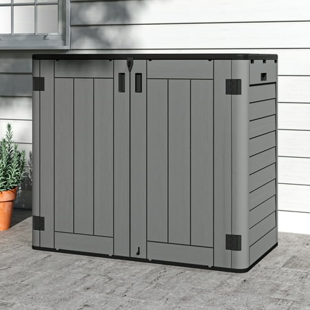 UFORIC Outdoor Storage Shed, 25 Cu.ft without Shelving, Garden Tool Poolside, Horizontal, Dark Gray Black