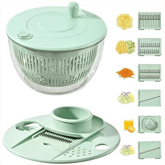 UFORU 5QT Large Salad Spinner & 6-in-1 Grater - Multi-Functional Easy-To-Use Kitchen Supplies For Healthy Meal Preparation