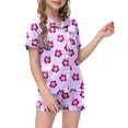 thumbnail image 1 of UFOUND 2 Piece Pajamas Sets For Kids Children Love Heart Print Short Sleeve Button Shirt Shorts Sleepwear Leisure Toddler Nightwear, 1 of 5