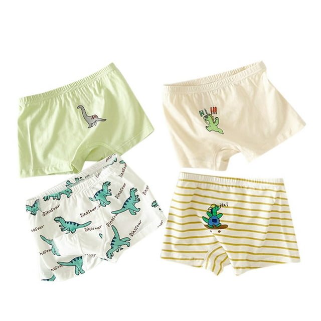 UFOUND 4PCS Cotton Little Boys Briefs Soft Dinosaur Truck Toddler