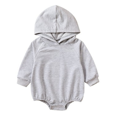 UFOUND Boys Girls Long Sleeve Solid Color Hooded Pullover Romper Sweatshirt Bodysuits Toddler Lovely