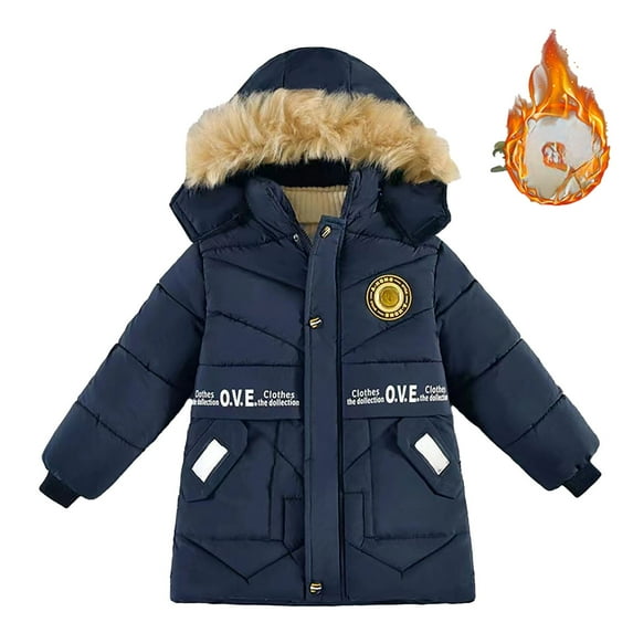 UFOUND Boys Winter Thick Fashion Padded Jacket Long Children Winter Coat Boys Girls Warm New Padded Jacket Leisure Toddler