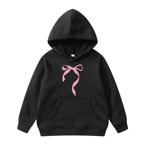 UFOUND Children Long Sleeved Hoodie With Bow Tie Printed Sweatshirt Tops Pullover Toddler Trendy Dailywear
