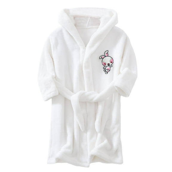 UFOUND Children Long Sleeved Plush Cartoon Hooded With Pockets Warm Robe Pajamas Homewear Bathrobe Classic Toddler Nightwear
