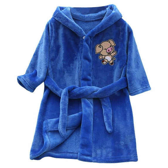 UFOUND Children Long Sleeved Plush Cartoon Hooded With Pockets Warm Robe Pajamas Homewear Bathrobe Cozy Toddler Nightwear