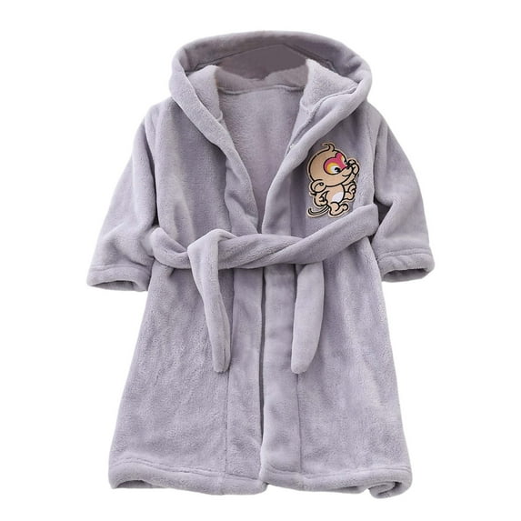 UFOUND Children Long Sleeved Plush Cartoon Hooded With Pockets Warm Robe Pajamas Homewear Bathrobe Soft Toddler Nightwear