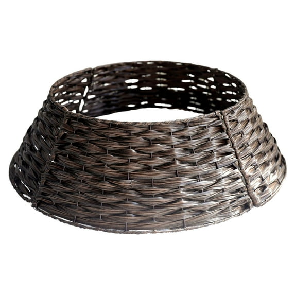 UFOUND Christmas Tree Collar Farmhouse Tree Skirt Xmas Tree Base Cover Decoration Woven Holiday Tree Ring Tree Collar Basket Base Cover