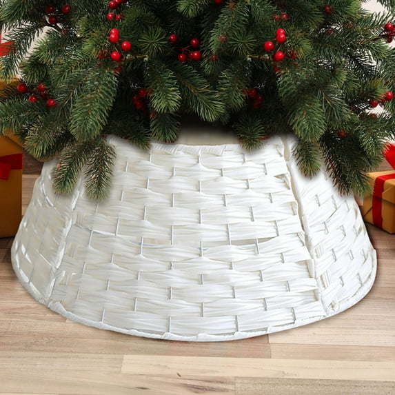 UFOUND Christmas Tree Collar Farmhouse Tree Skirt Xmas Tree Base Cover For Xmas Decoration Woven Holiday Tree Ring Accessory For Home Living Room