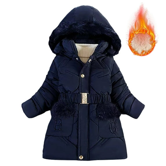 UFOUND Coat Girls Kids Winter Jacket Winter Coats Medium Length Warm Jacket Windproof Children Jacket Hood Outdoor Jacket Quilted Toddler Outwear Soft