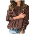 thumbnail image 1 of UFOUND Comfort Sweaters Fashion Women Bow Collar Solid Color Buttons Long Sleeve Knitted Casual Warm Top Classic Dailywear Unique Winter Jumper, 1 of 6