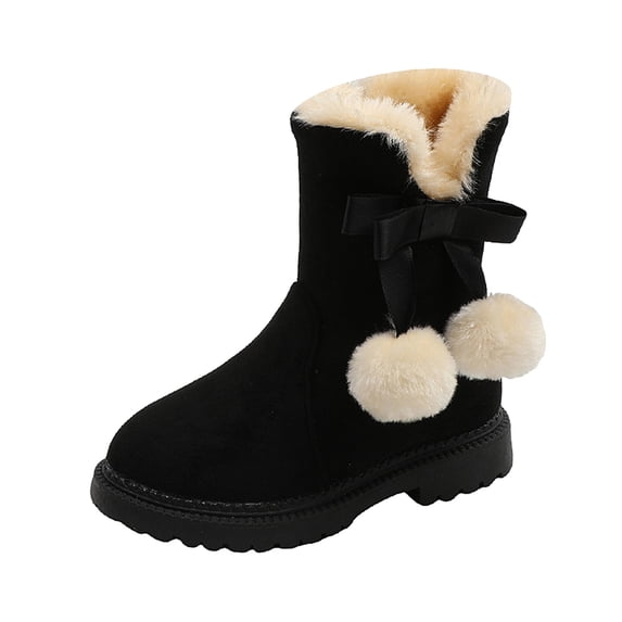 UFOUND Fashion Autumn Winter Girls Snow Boots Thick Bottom Non- Warm And Comfortable Solid Color Zipper