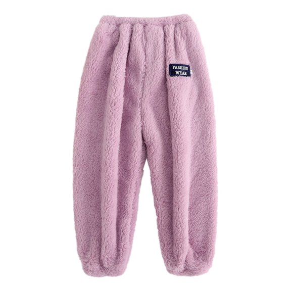 UFOUND Girls Fuzzy Pajama Pants Elastic Waist Toddler Cozy