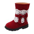 thumbnail image 1 of UFOUND Kids Baby Girls Princess Shoes Fashion Bowkont Cotton Boots Snow Boots Kids Leather Warm Shoes Princess Ankle Boots, 1 of 2
