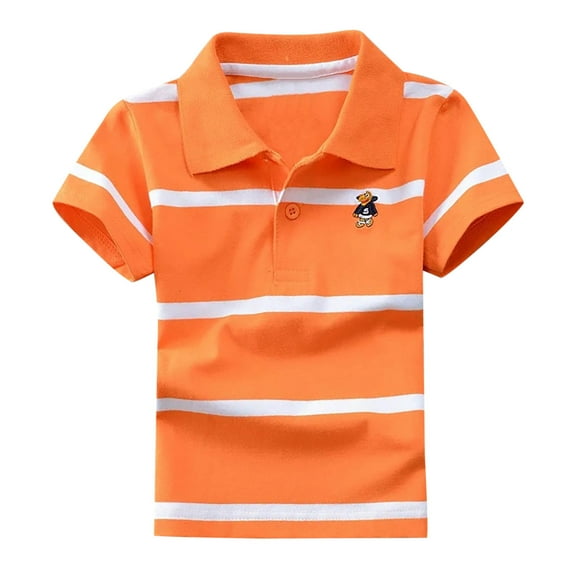 UFOUND Kids Boys Girls Polo Shirt Short Sleeve Casual Striped Button Closure Fashion Comfortable Soft Fabric Toddler Baby Clothes Breathable