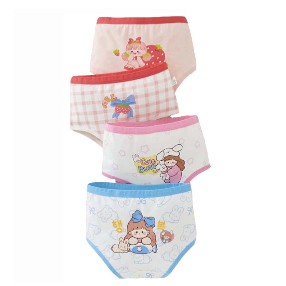 UFOUND Kids Toddler Baby Girls Underwear Cute Cartoon Comfortable Briefs Shorts Cotton Trunks 4PCS Child Clothes Leisure Bottoms