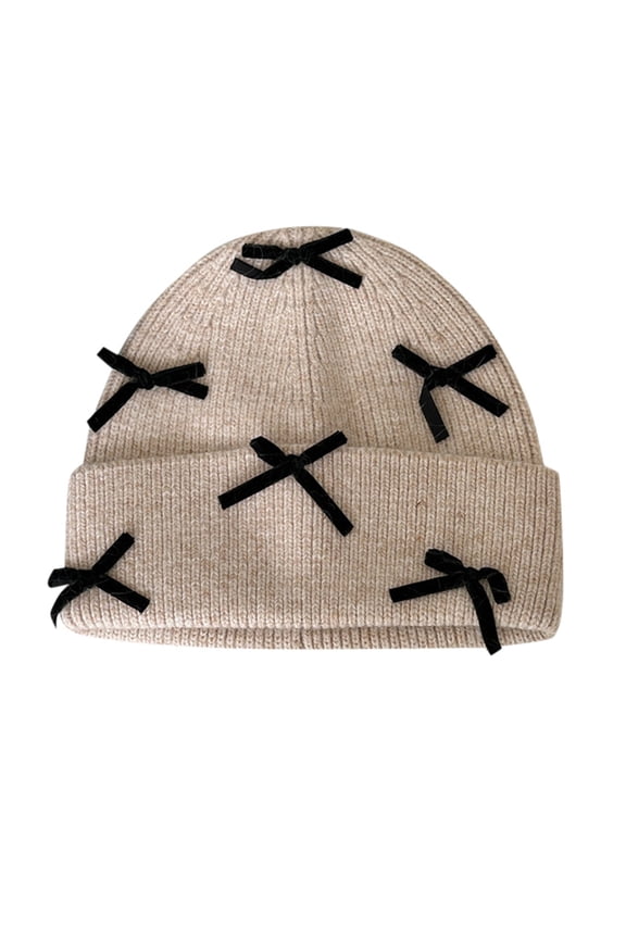 Ladies Knitted Bow Hat Cap Warm And Stylish Winter For Women