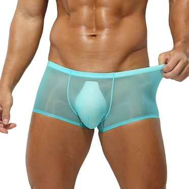UFOUND Male Thin Transparent Men's Straight Leg Underwear Ice Silk Seamless Low Waist And Sexy Underwear Lingerie Chemise Nightwear Soft Intimate