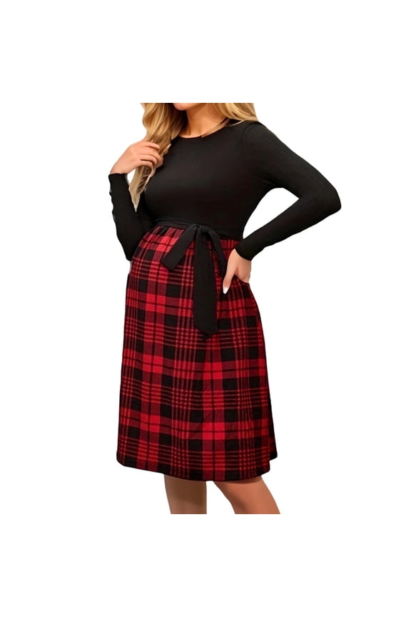 Maternity Women Ress Long Sleeve Dress Pregnancy Casual Crew Neck Summer Fall Mini Dress High Waist Button Up Dress