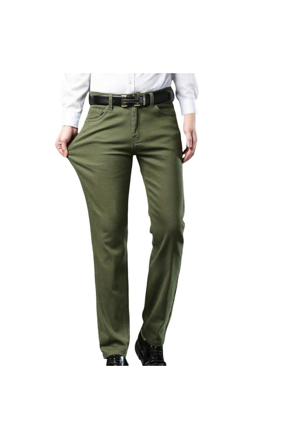 Men Jeans Regular Fit Comfort Stretch Knit Denim Jeans Straight Leg Casual Pants For Men Cozy Trousers Streetwear