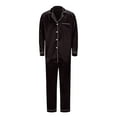 thumbnail image 1 of UFOUND Men Satin Silk Button Down Pajamas PJs Sets Solid Color Two Piece Homewear Sleepwear Loungewear Long Sleeve Silky Nightwear, 1 of 7