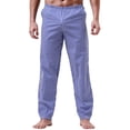 thumbnail image 1 of UFOUND Mens Casual Home Pants Cotton Thin Striped Pajamas Medium Waist Loose Cotton Trousers Soft Loungewear, 1 of 5