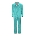UFOUND Men Mint Green Santa Pajamas Solid Color Two Piece Set Long