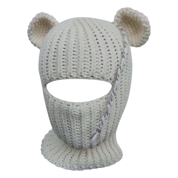 UFOUND Rabbit Ear Hat Cap Autumn Winter Neck Knitted Hat Cap