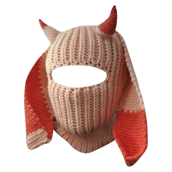 UFOUND Rabbit Ear Hat Cap Autumn Winter Neck Knitted Hat Cap
