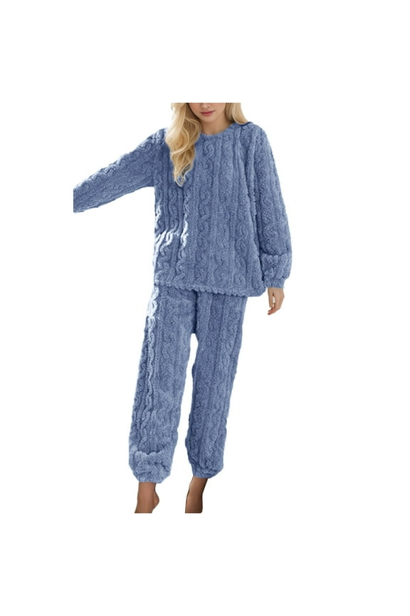 Sleepwear Warm Pajamas For Women Fuzzy Pajama Sets Cozy Oversized Pullover Pants Sets Loungewear 2 Piece Homewear Nightwear Breathable