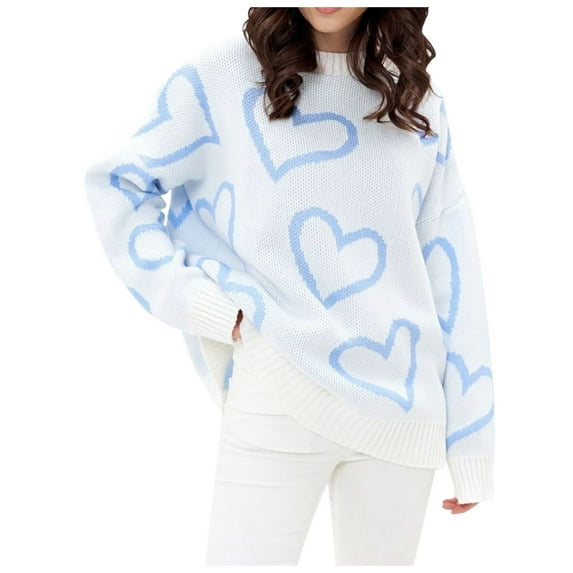 UFOUND Stylish Women Sweaters Casual Crew Neck Love Print Soft And Comfortable Classic Dailywear Unique Winter Jumper