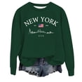 thumbnail image 1 of UFOUND Sweatshirt Women Casual Crew Neck Pocket New York City English Letter Printed Pullover Long Sleeve Winter Tops Cozy Streetwear, 1 of 3