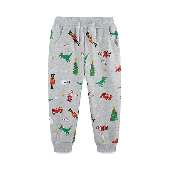 UFOUND Toddler Boys Girls Active Jogger Sweatpants Kids Christmas Dinosaur Casual Athletic Pocket Pull On Pants Santa Xmas Snowman Baby Clothes Classic