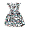 thumbnail image 1 of UFOUND Toddler Children Girls Dresses Short Sleeve Cartoon Prints Dress Sundress Soft Dailywear, 1 of 4