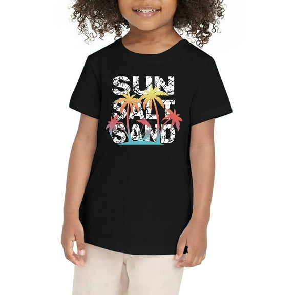 UFOUND Toddler Girls Tee Summer Coconut Tree Sunset Beach Top Hawaii Vacation Short Sleeve Tropical Shirts For Teen Girl Child Clothes Comfort Dailywear