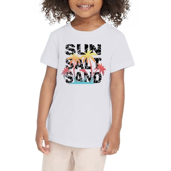 UFOUND Toddler Girls Tee Summer Coconut Tree Sunset Beach Top Hawaii Vacation Short Sleeve Tropical Shirts For Girl Child Clothes Comfort Dailywear