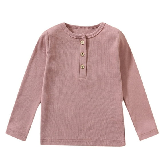 UFOUND Toddler Kids Ribbed T-Shirt Baby Girls Boys Long Sleeve Tops Infants Clothes Trendy