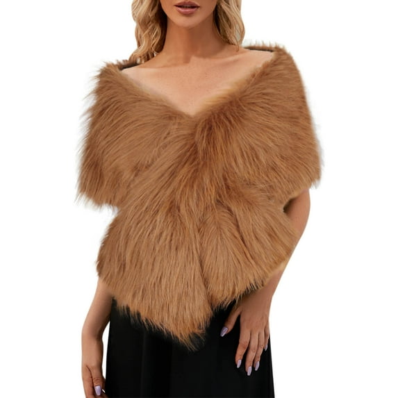 UFOUND Women Elegant Bridal Wedding Faux Plush Long Shawl Stole Wrap Scarf Keep Warm Clothing Accessories Scarf Winter