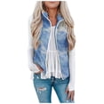 thumbnail image 1 of UFOUND Women Fashion Pocket Zipper Print Color Jacket Plush Sleeveless Lapel Vest Loose Coat Outwear, 1 of 7