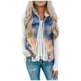 thumbnail image 1 of UFOUND Women Fashion Pocket Zipper Print Color Jacket Plush Sleeveless Lapel Vest Loose Coat Outwear, 1 of 6