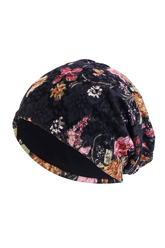 Women Foldable Cooling Mesh Handmade Floral Lace Print Cotton Chemotherapy Hair Loss Caps Slouchy Hat Winter