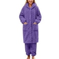 thumbnail image 1 of UFOUND Women Fuzzy Pajama Set Warm Fluffy Long Sleeve Sleepwear Plush Loungewear Thermal Nightwear With Pockets Homewear Leisure, 1 of 5